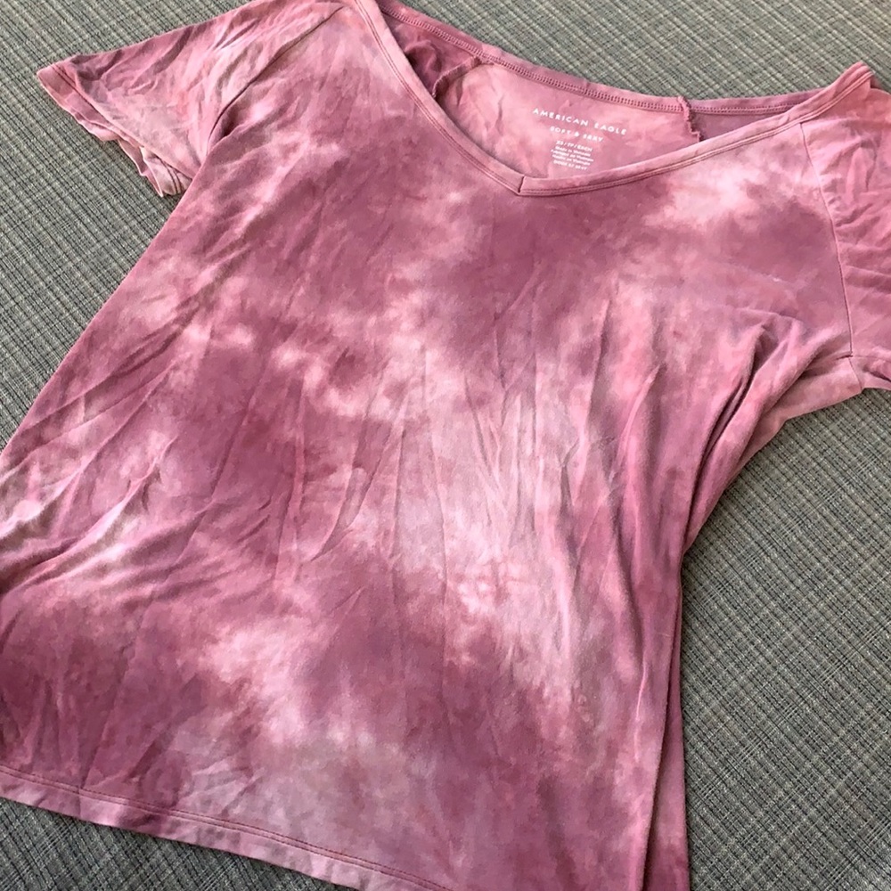 AE Pink/White Distressed Tie Dye Tee